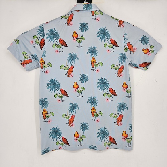 Waggle‎ Polo Shirt Mens Small Birds Margaritas AOP Golf Performance Short Sleeve - Picture 4 of 10
